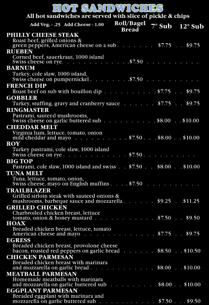 big top deli brunswick maine restaurant menu pg3 Bath, Brunswick