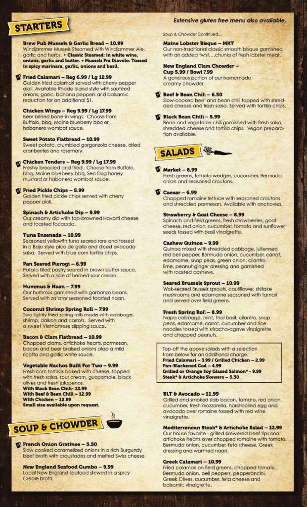 sea dog brewing company topsham maine menu 51514 pg1 Bath, Brunswick, Topsham, Harpswell